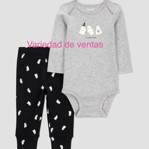 Carter's Gray and Black Little Boo Bodysuit Set